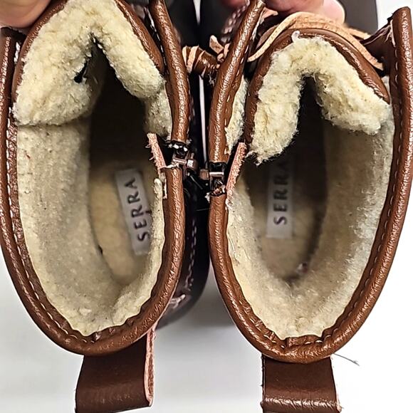 Serra Womens Genuine Leather Fleece Lined Lace Up Winter Brown Duck Boots Size 7 - Picture 7 of 11